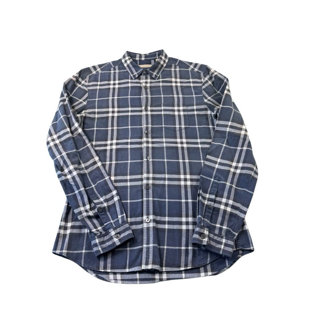 Burberry Brit Blue Nova Checked L/S Men's Cotton Button Front Size Small